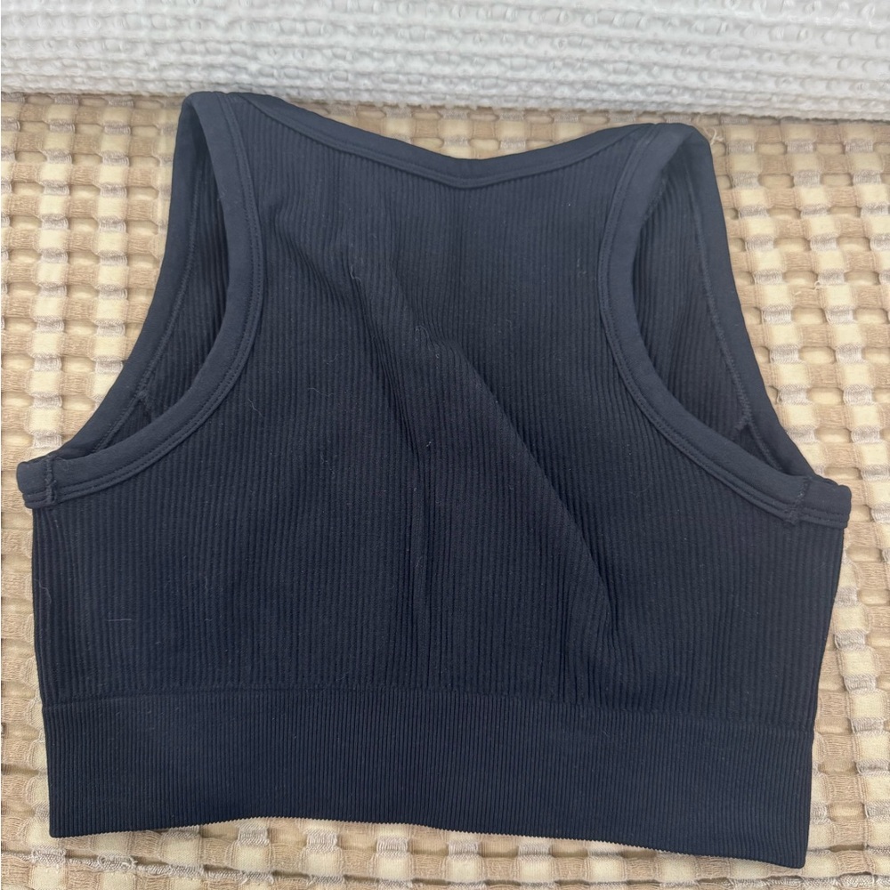 Black Ribbed Crop Top - Picture 2 of 2